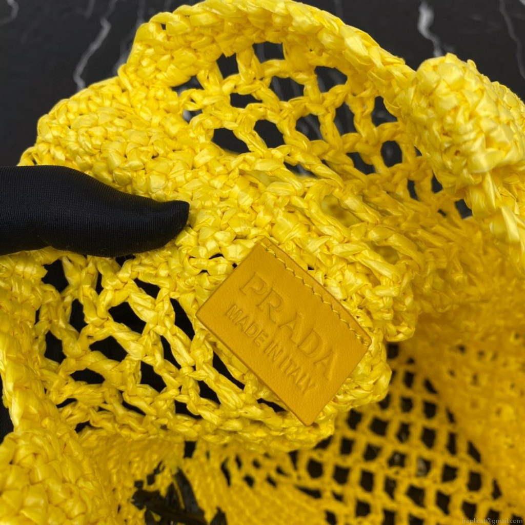 Prada 1BG393 Raffia tote bag Yellow