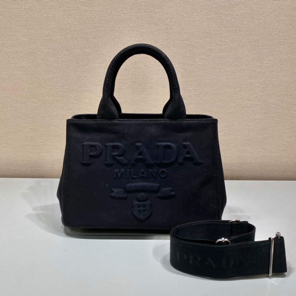 Prada 1BG439 Denim Tote bag black