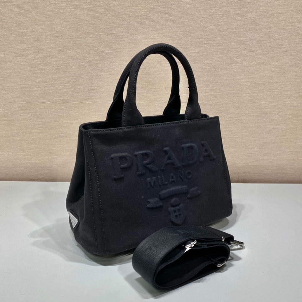 Prada 1BG439 Denim Tote bag black
