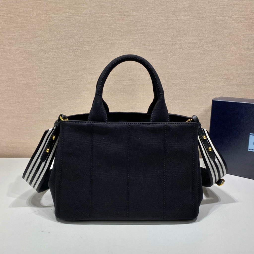 Prada 1BG439 Denim Tote bag Black and white