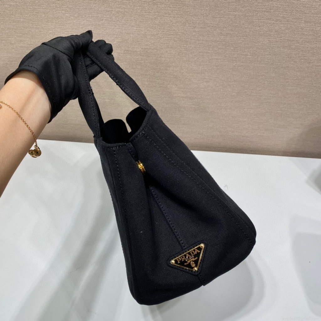 Prada 1BG439 Denim Tote bag Black and white