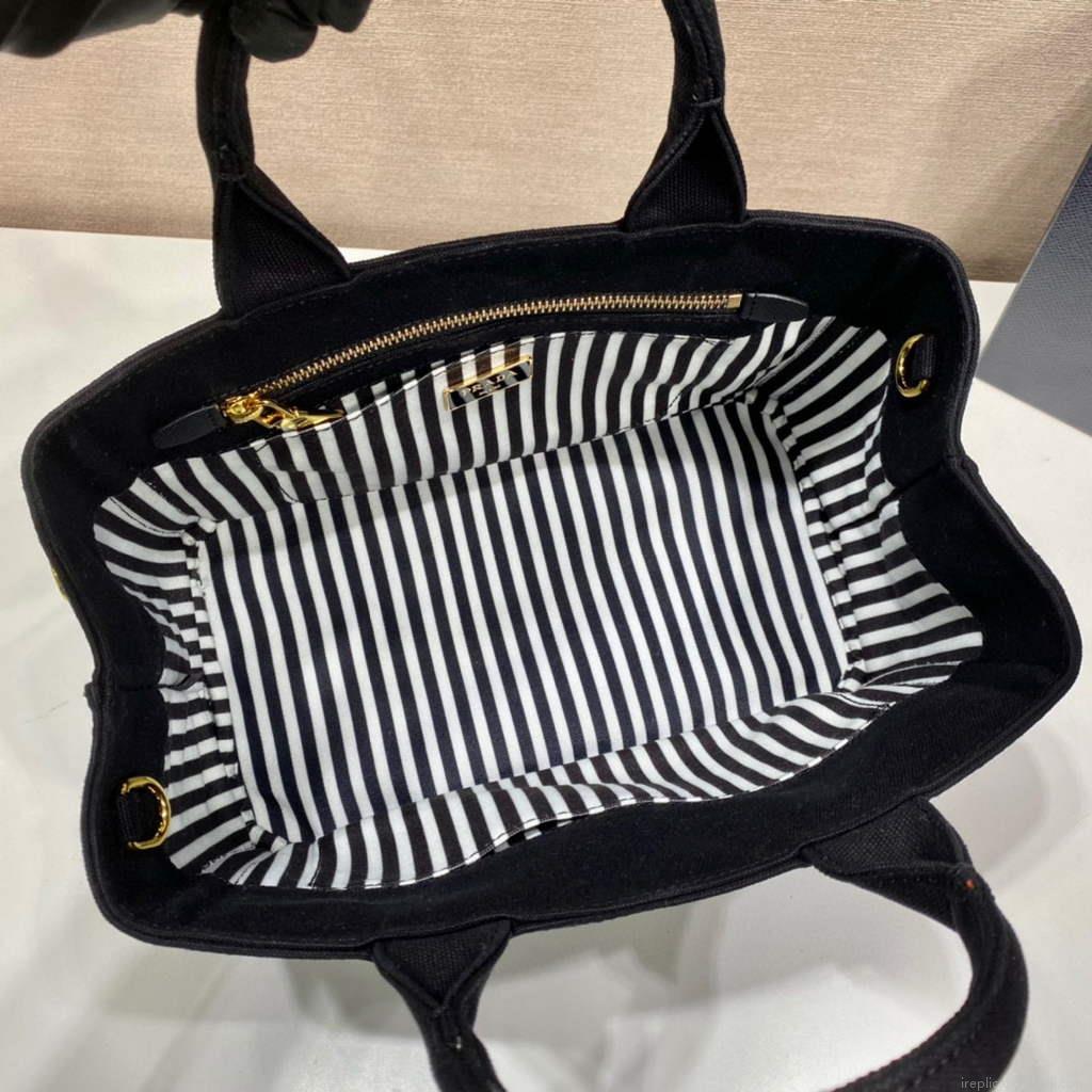 Prada 1BG439 Denim Tote bag Black and white
