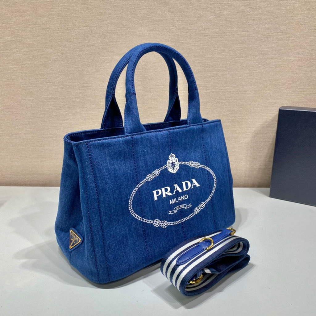 Prada 1BG439 Denim Tote bag Blue