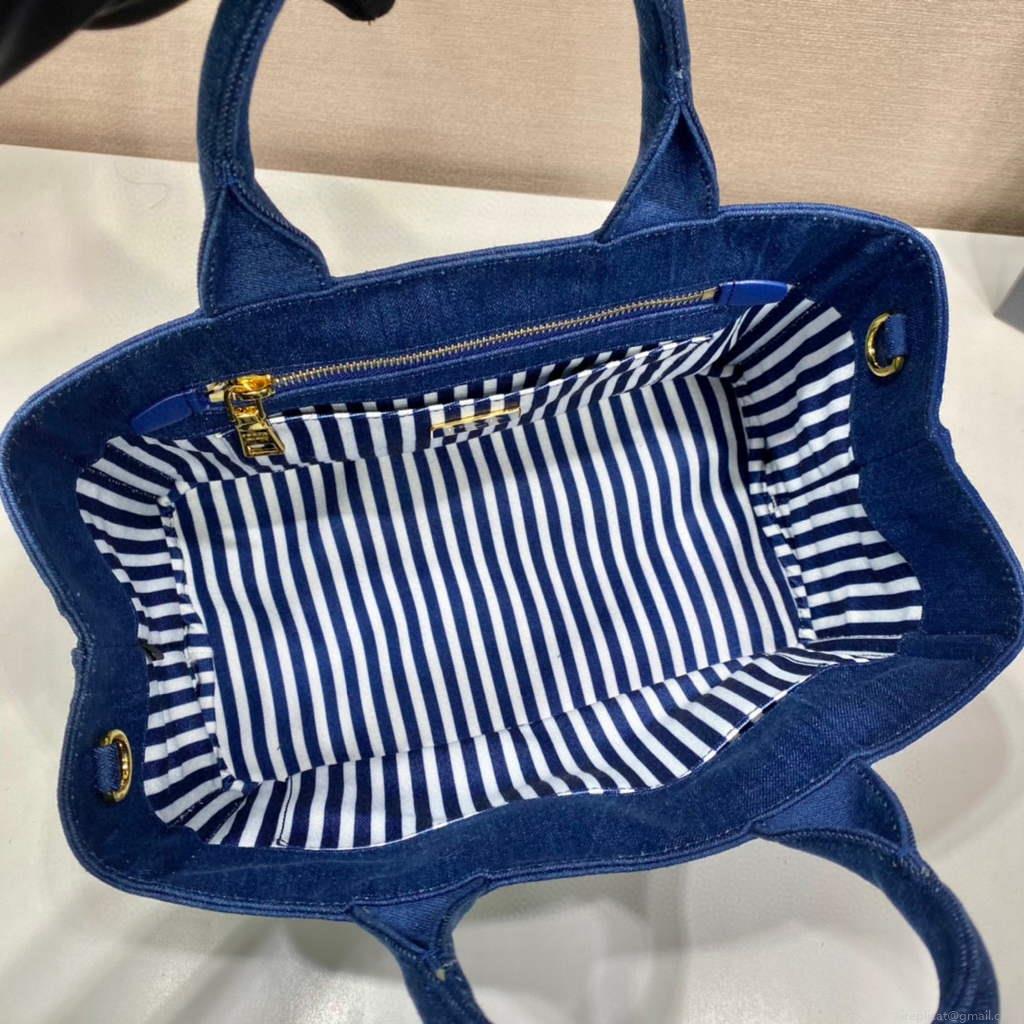 Prada 1BG439 Denim Tote bag Blue