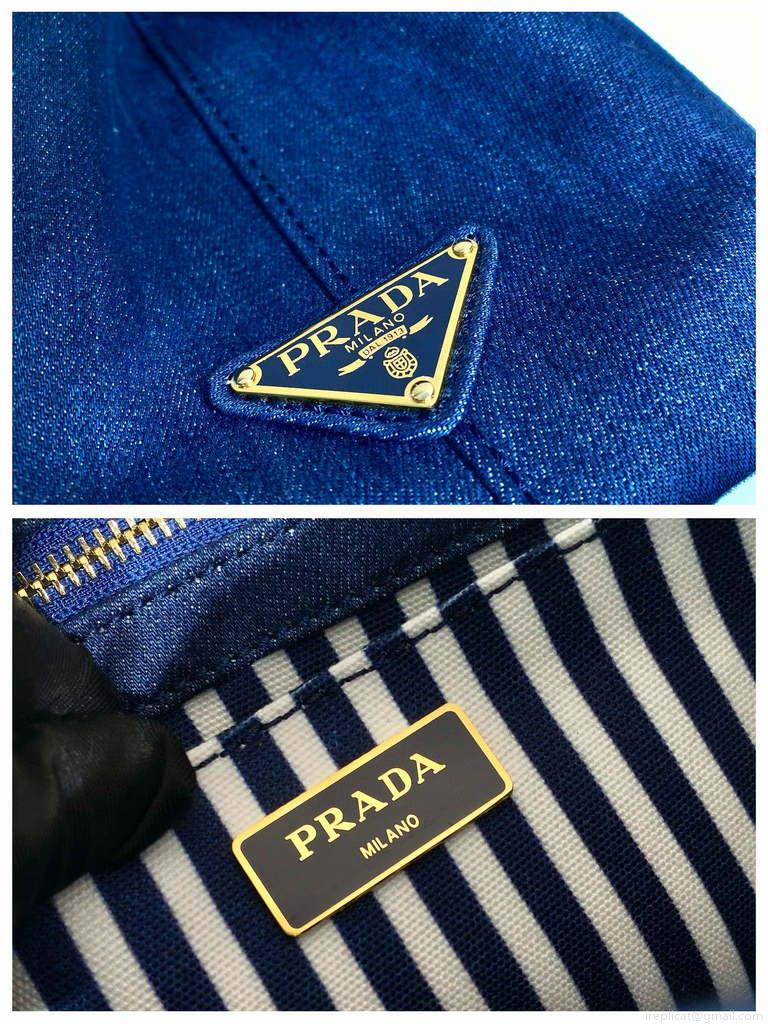 Prada 1BG439 Denim Tote bag Blue
