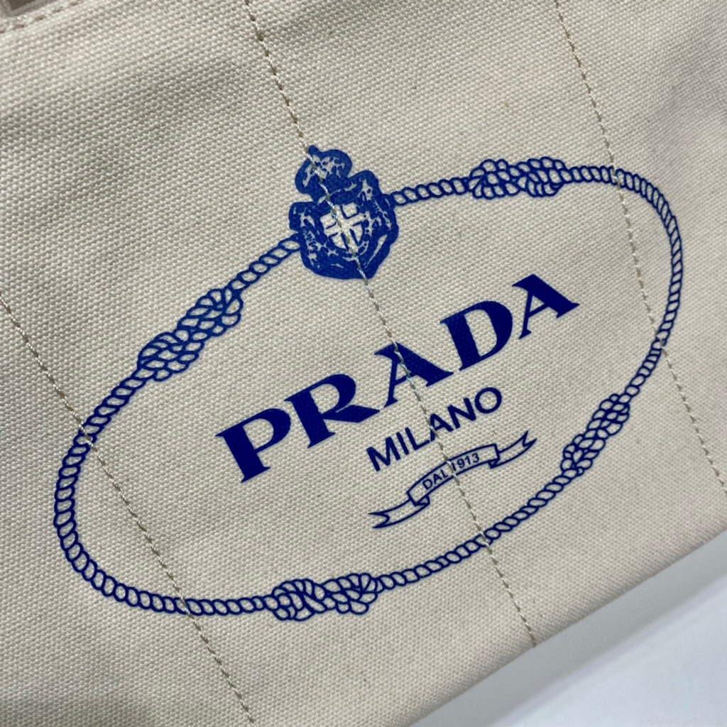 Prada 1BG439 Denim Tote bag White