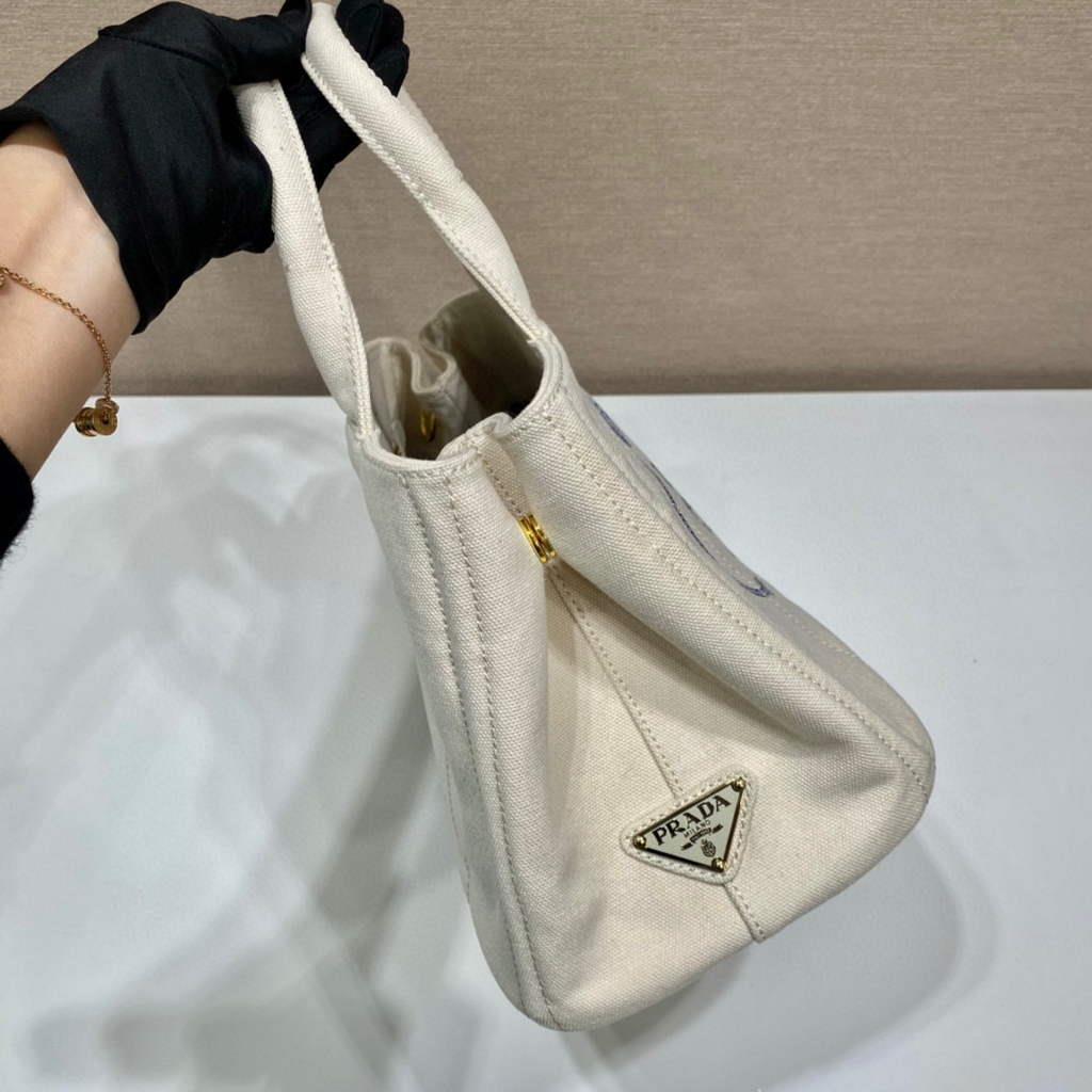 Prada 1BG439 Denim Tote bag White