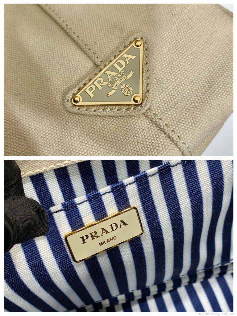 Prada 1BG439 Denim Tote bag White