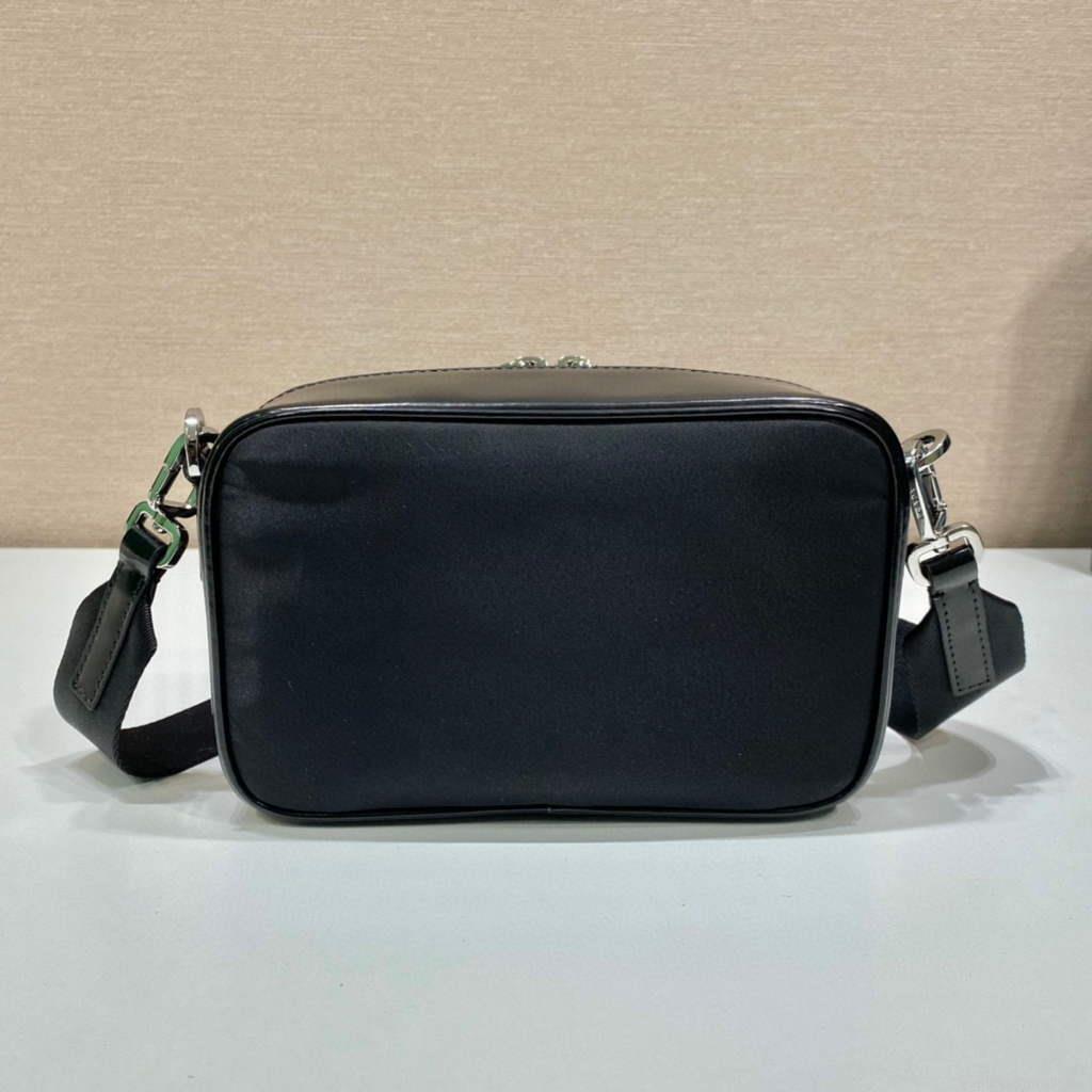 Prada 2VH070 Saffiano nylon leather Prada Brique bag Black