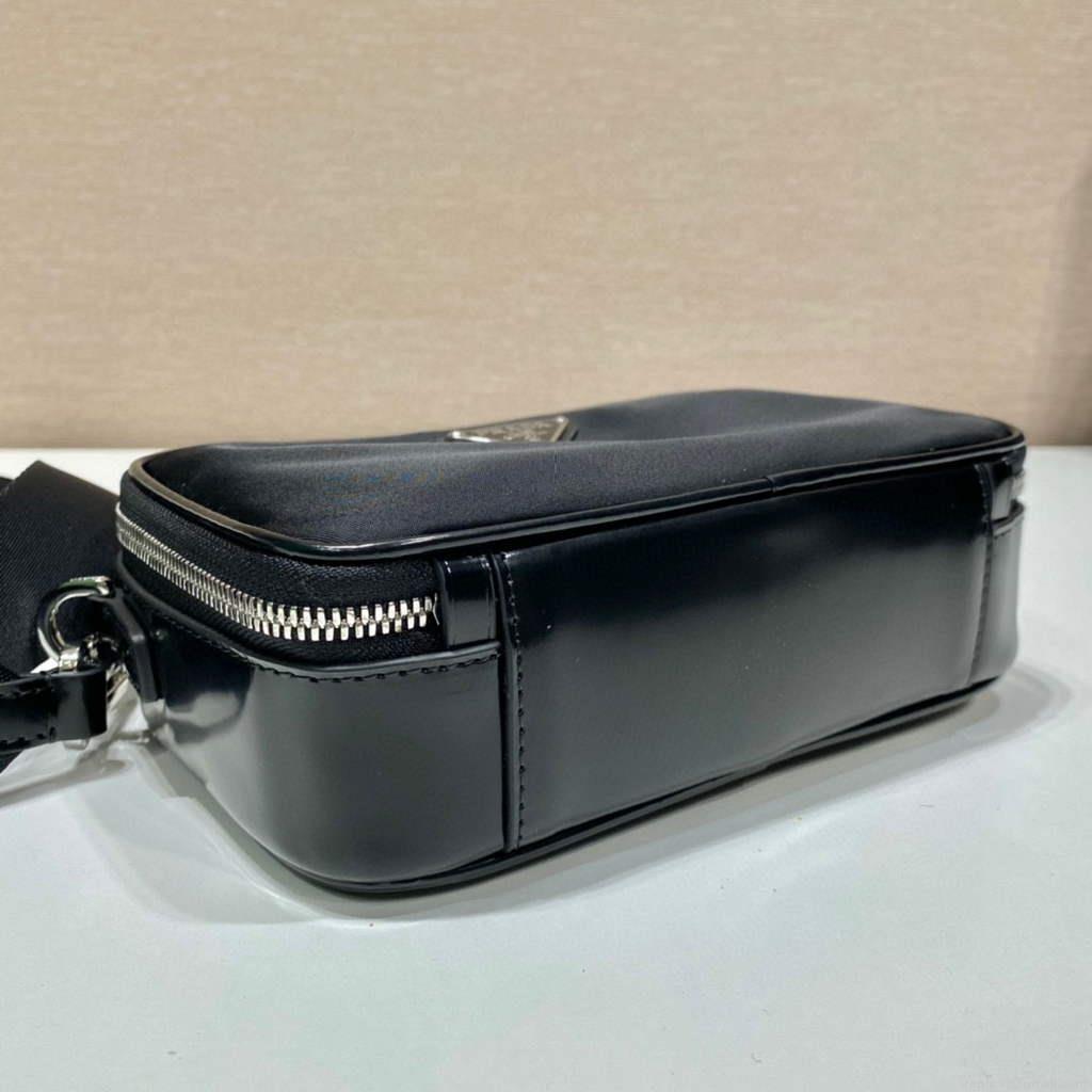 Prada 2VH070 Saffiano nylon leather Prada Brique bag Black