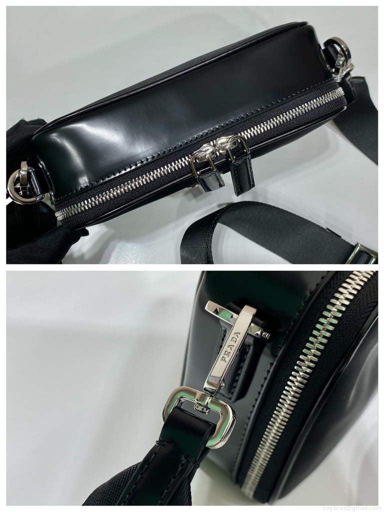 Prada 2VH070 Saffiano nylon leather Prada Brique bag Black