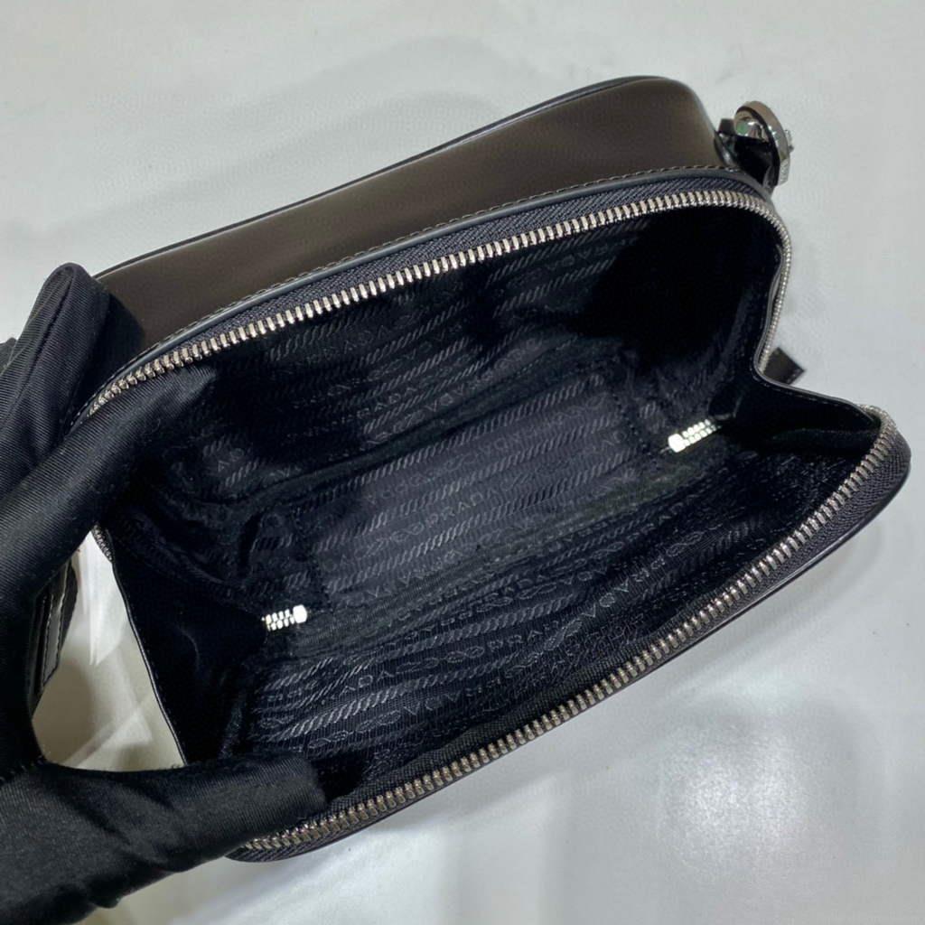Prada 2VH070 Saffiano nylon leather Prada Brique bag Black