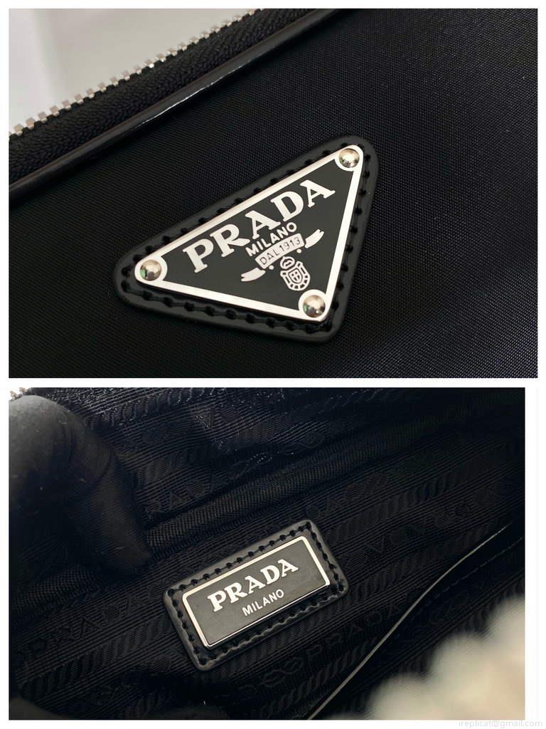 Prada 2VH070 Saffiano nylon leather Prada Brique bag Black