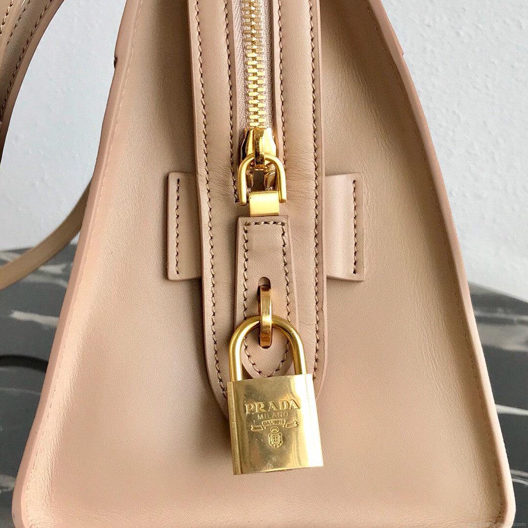 Prada 1BA046 Medium Esplanade Leather Tote Bag Apricot