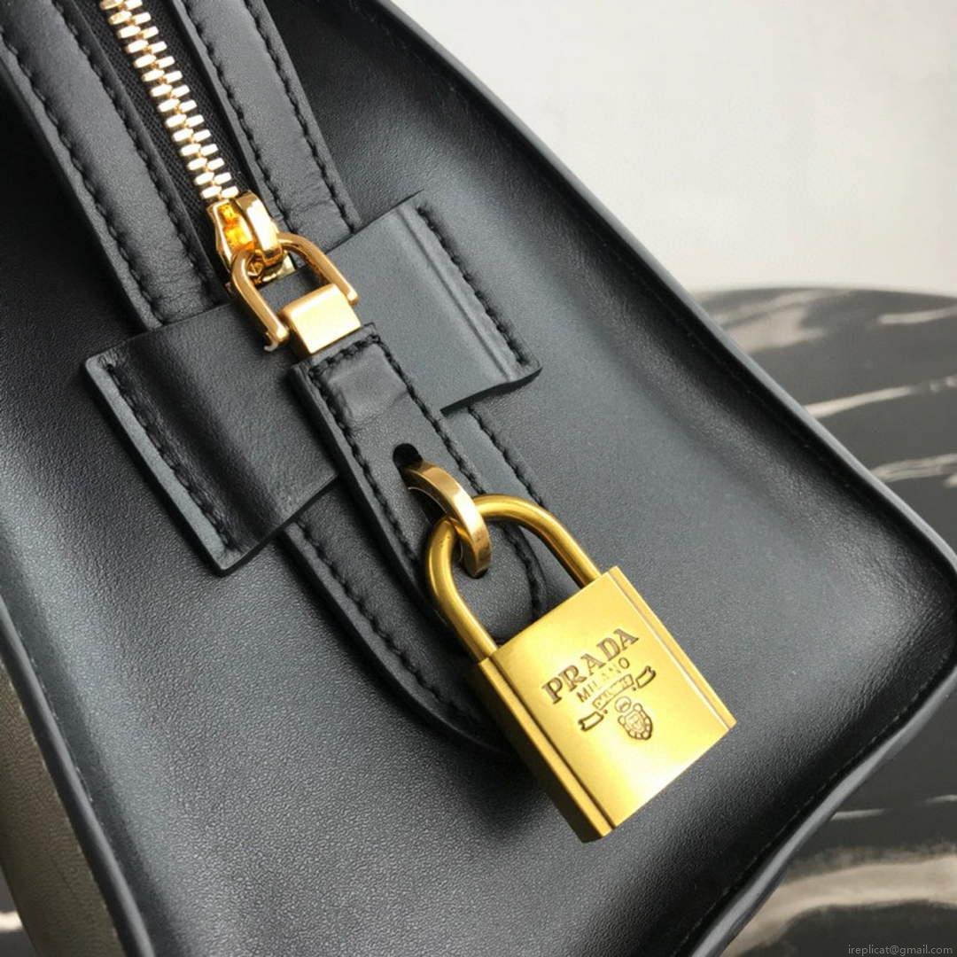 Prada 1BA046 Medium Esplanade Leather Tote Bag Grey and Black