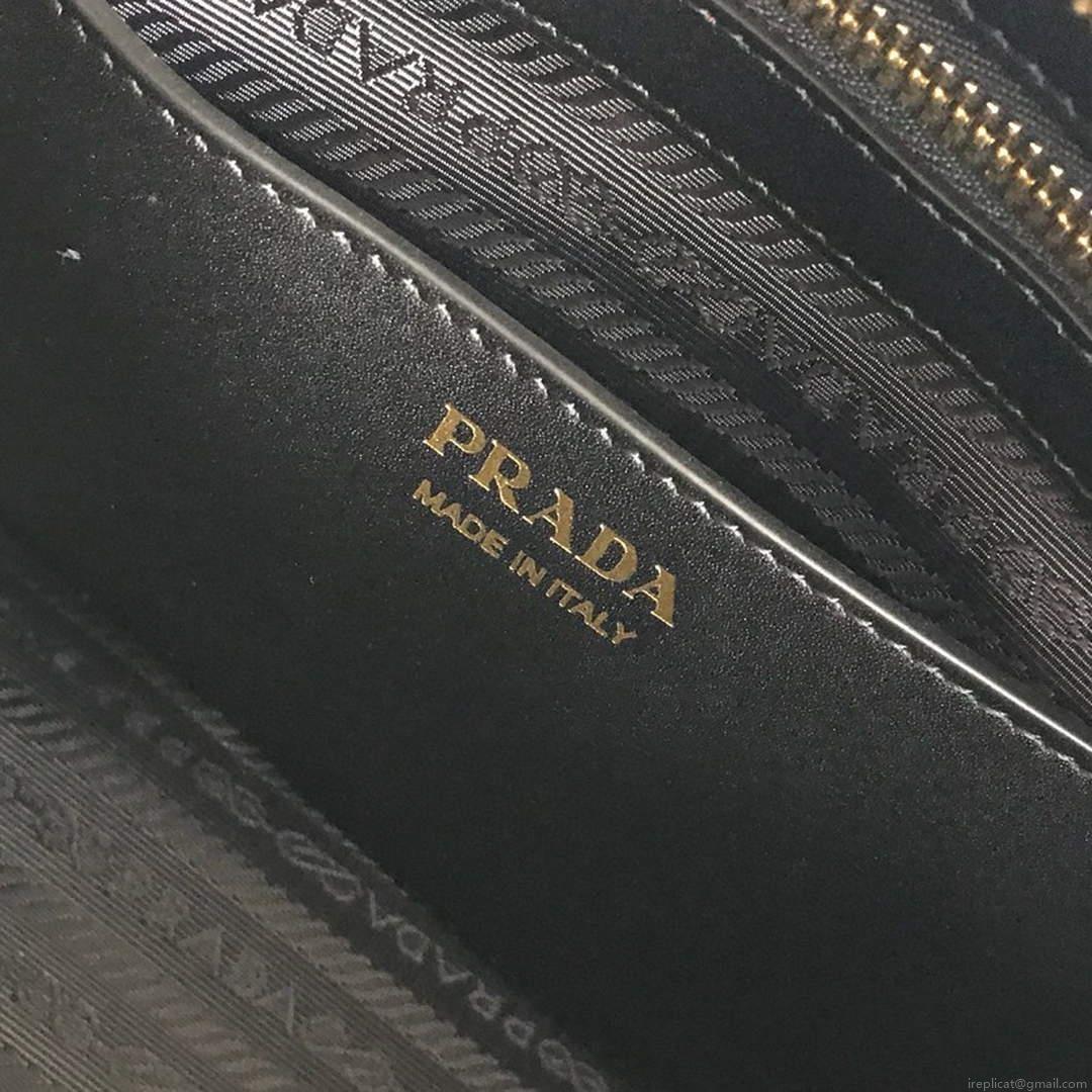Prada 1BA046 Medium Esplanade Leather Tote Bag Grey and Black