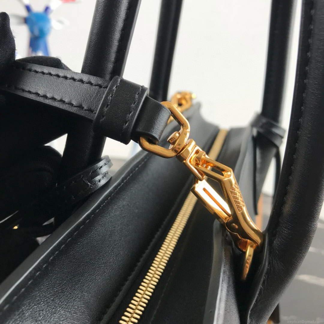 Prada 1BA046 Medium Esplanade Leather Tote Bag Apricot and Black