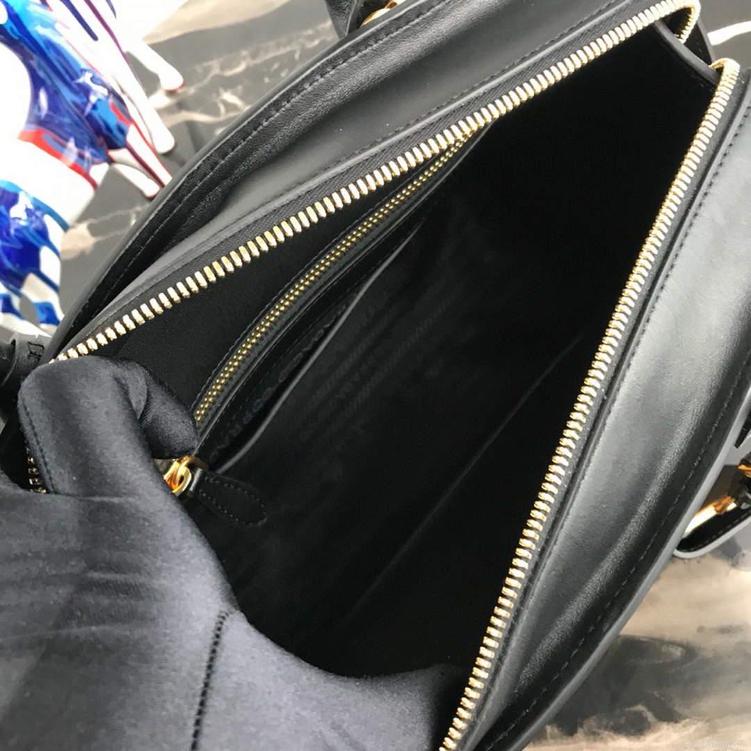 Prada 1BA046 Medium Esplanade Leather Tote Bag Apricot and Black