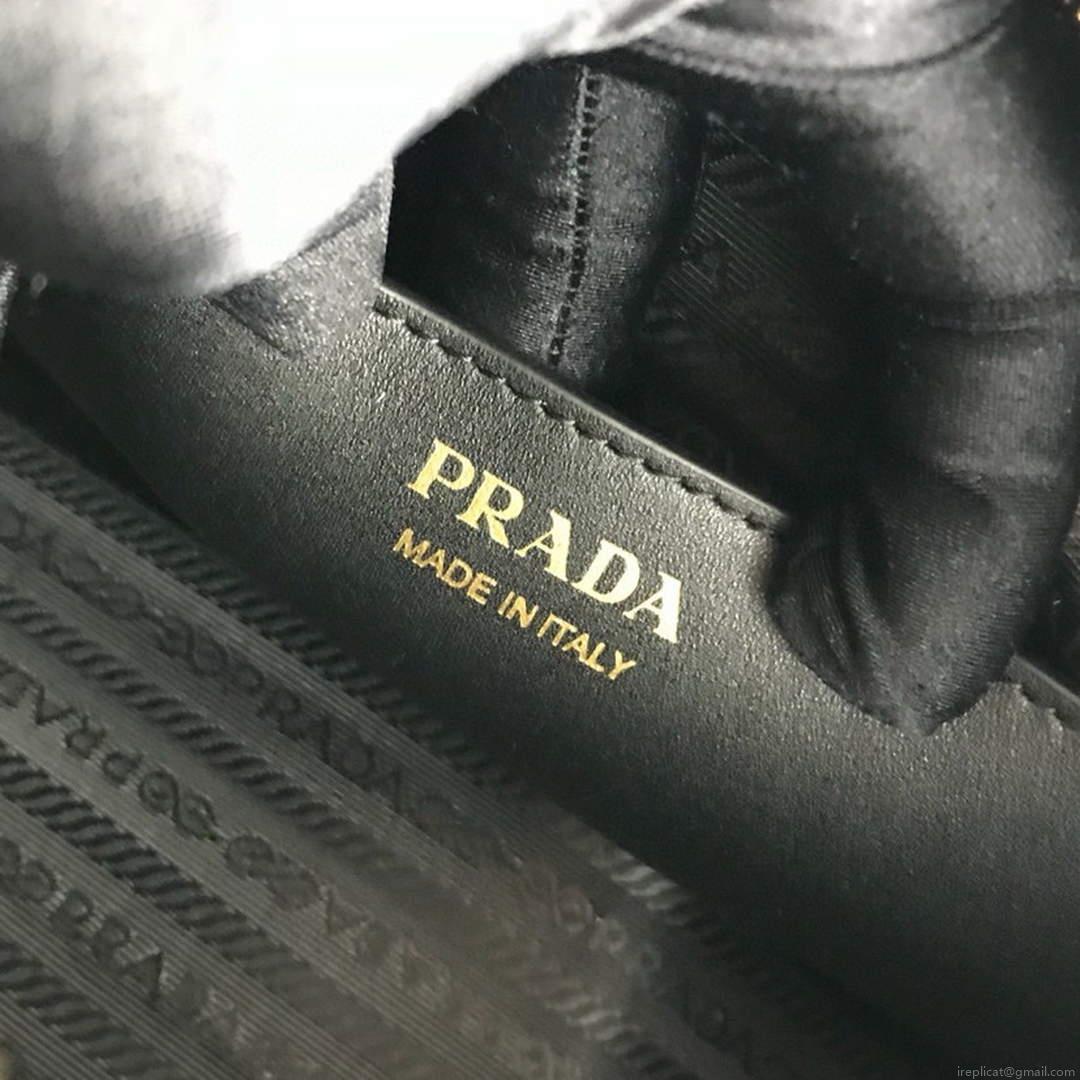 Prada 1BA046 Medium Esplanade Leather Tote Bag Apricot and Black