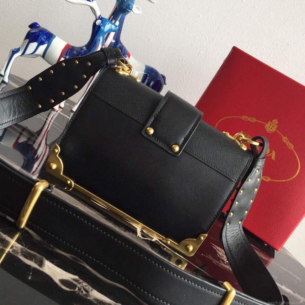 Prada 1BD045 Cahier leather bag Grey with black