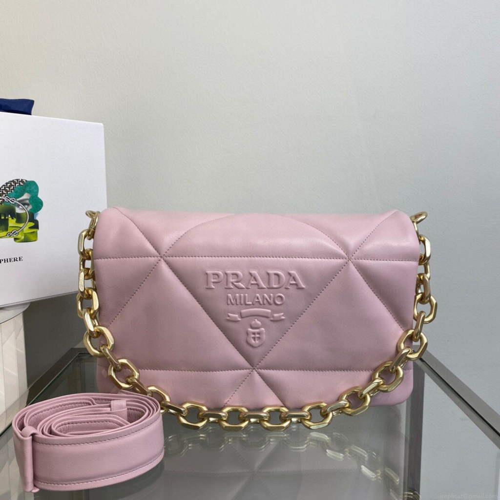 Prada Padded nappa leather shoulder bag 1BD306 Pink