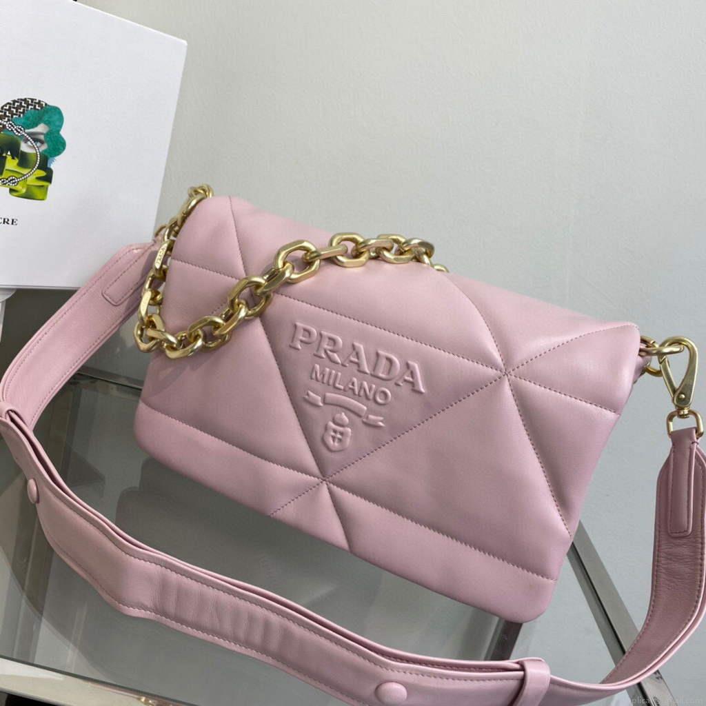 Prada Padded nappa leather shoulder bag 1BD306 Pink