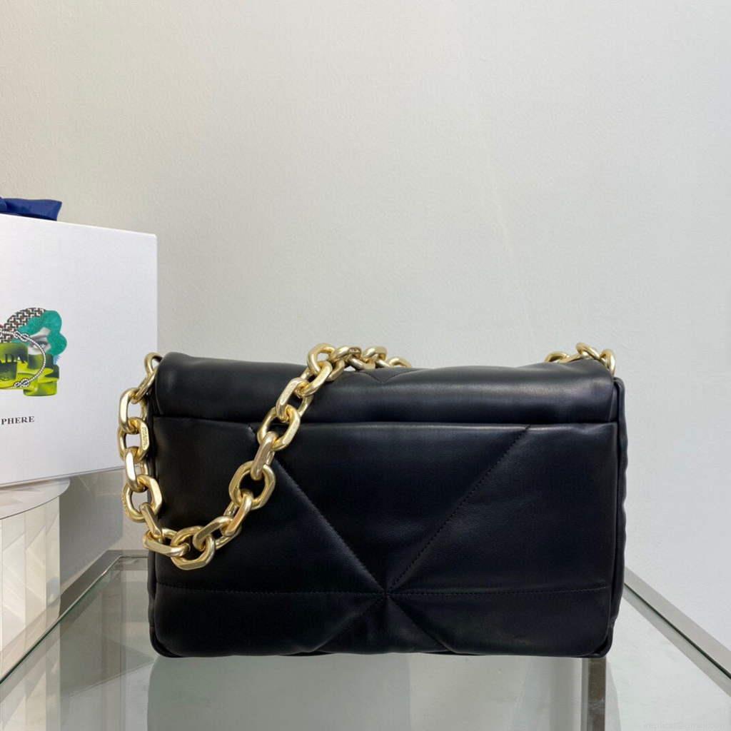 Prada Padded nappa leather shoulder bag 1BD306 Black