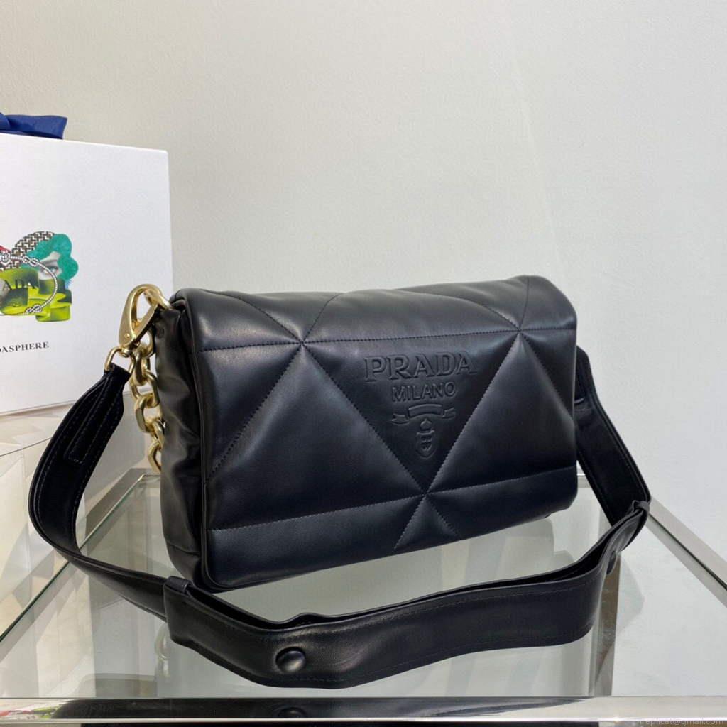 Prada Padded nappa leather shoulder bag 1BD306 Black