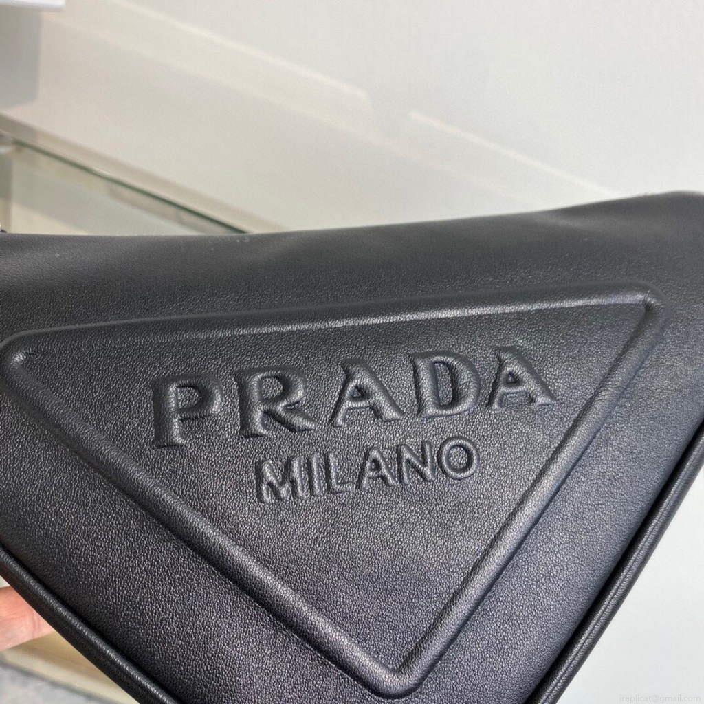 Prada Leather Prada Triangle shoulder bag 1BH190 Black