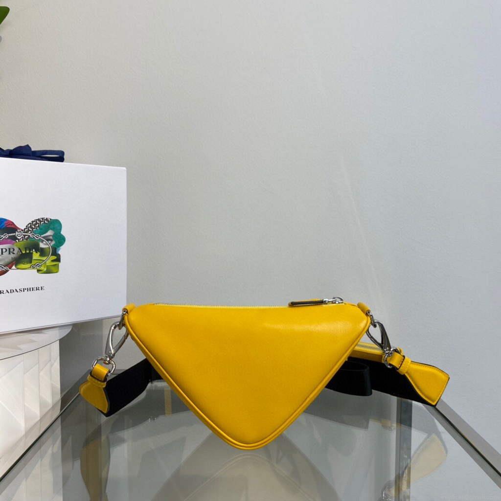 Prada Leather Prada Triangle shoulder bag 1BH190 Yellow