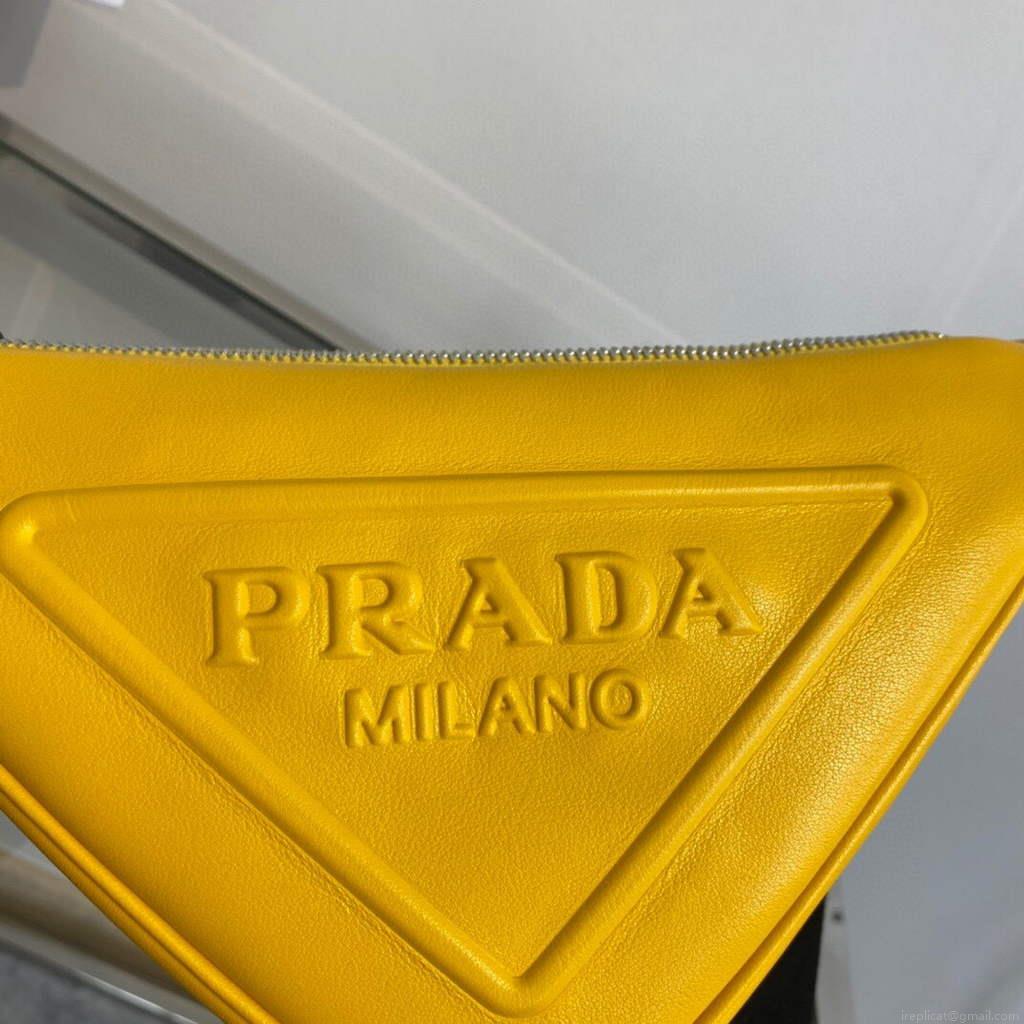 Prada Leather Prada Triangle shoulder bag 1BH190 Yellow