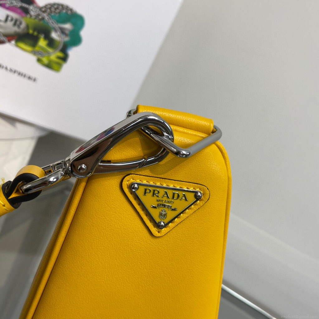 Prada Leather Prada Triangle shoulder bag 1BH190 Yellow