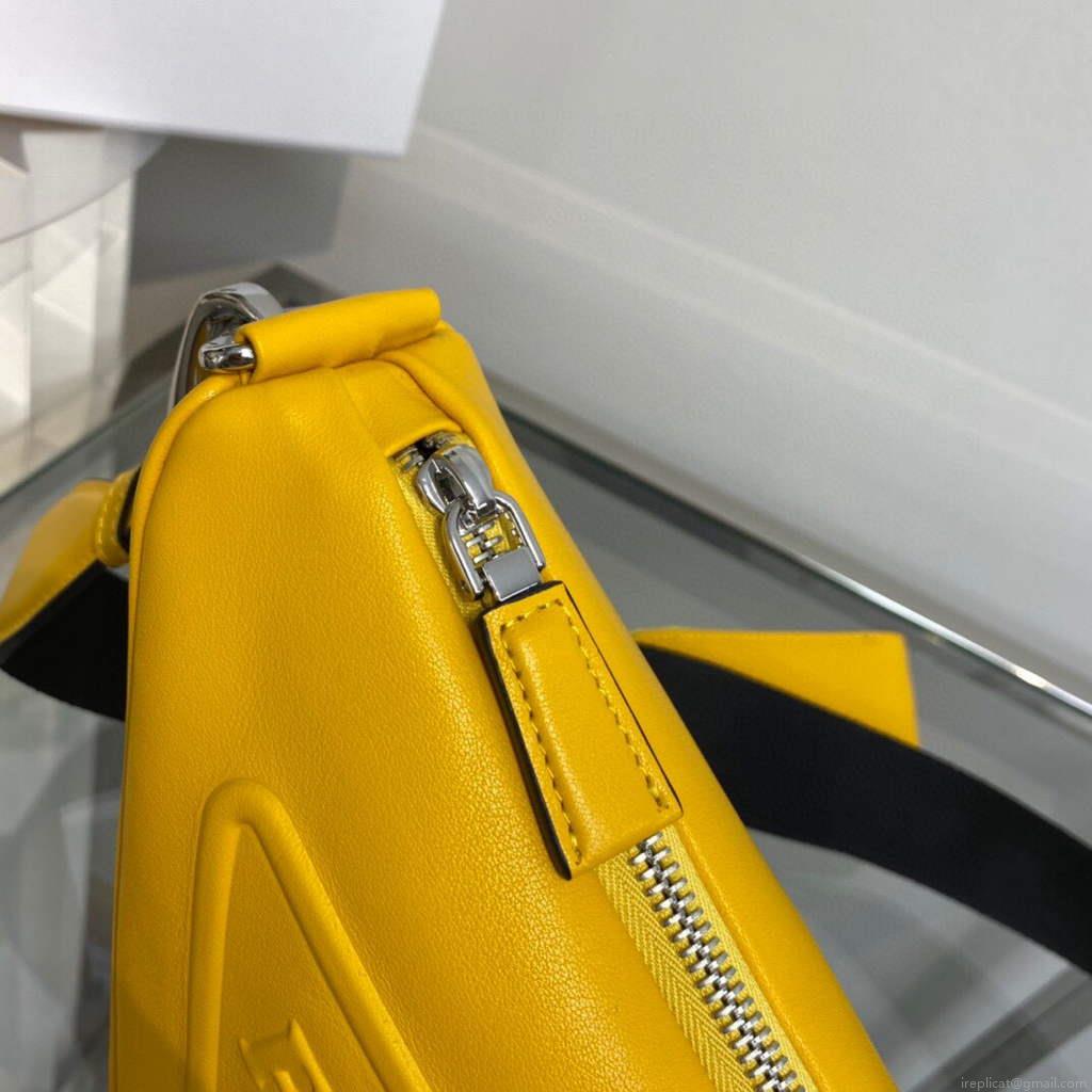 Prada Leather Prada Triangle shoulder bag 1BH190 Yellow