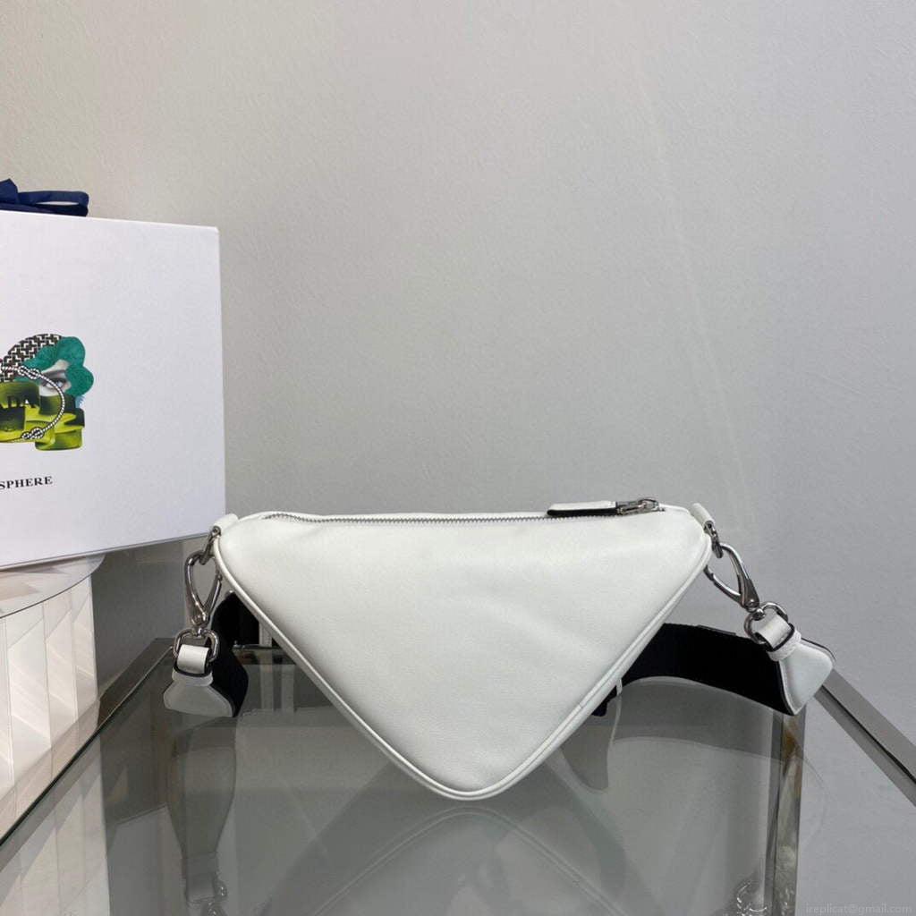 Prada Leather Prada Triangle shoulder bag 1BH190 White