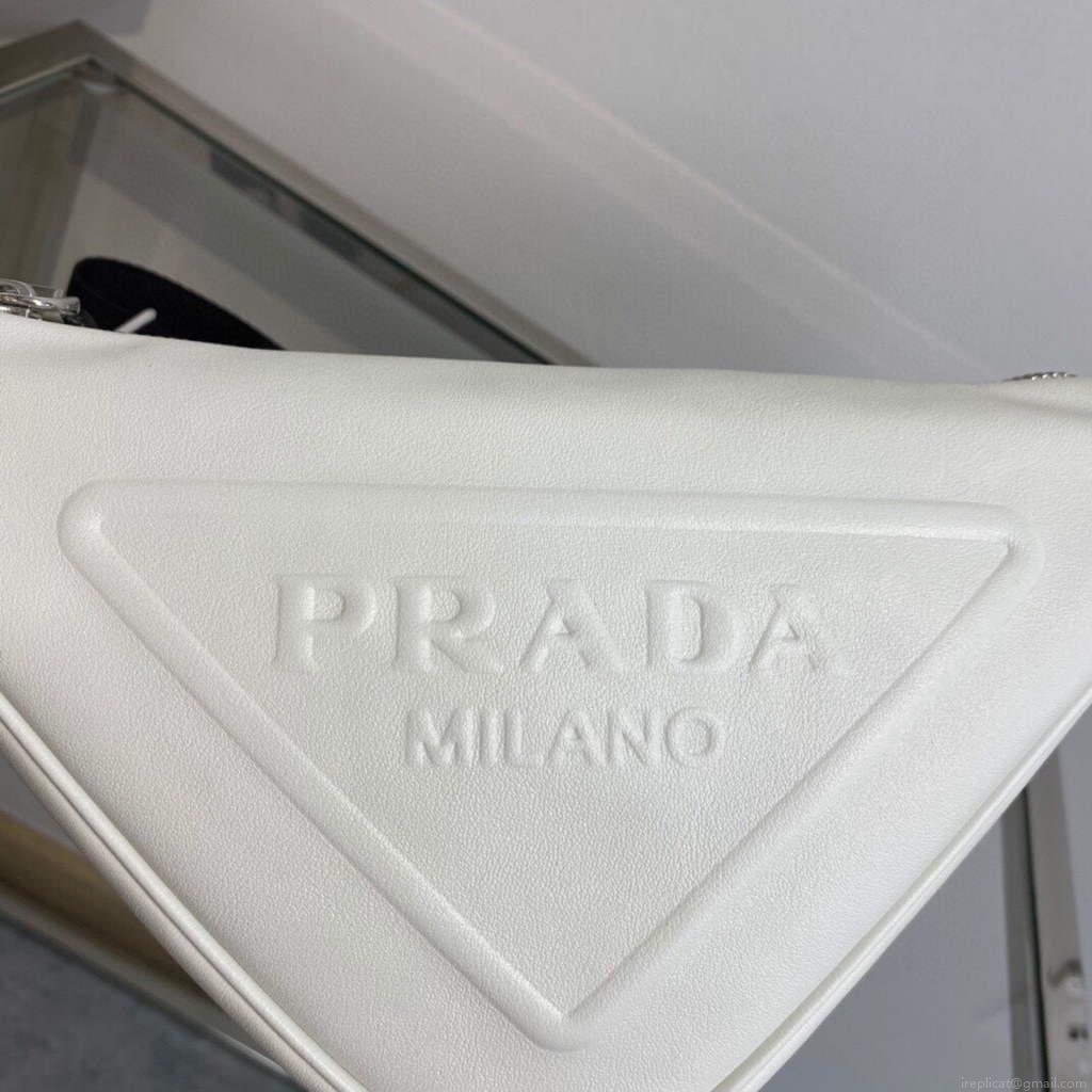 Prada Leather Prada Triangle shoulder bag 1BH190 White