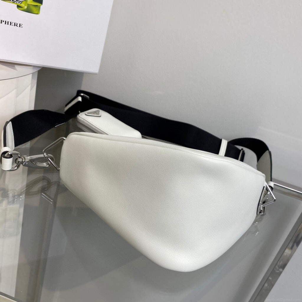 Prada Leather Prada Triangle shoulder bag 1BH190 White