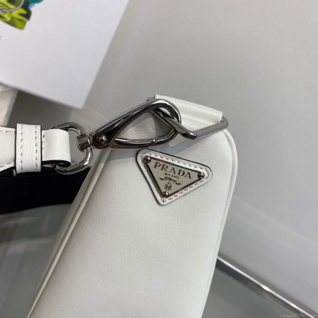 Prada Leather Prada Triangle shoulder bag 1BH190 White