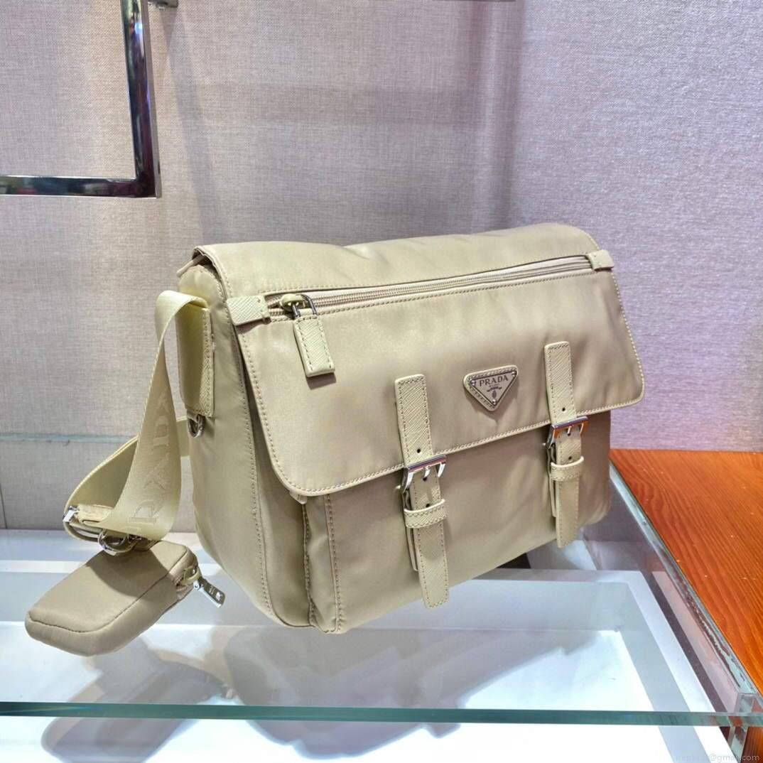 Prada Medium Nylon Shoulder Bag 1BD671 Apricot