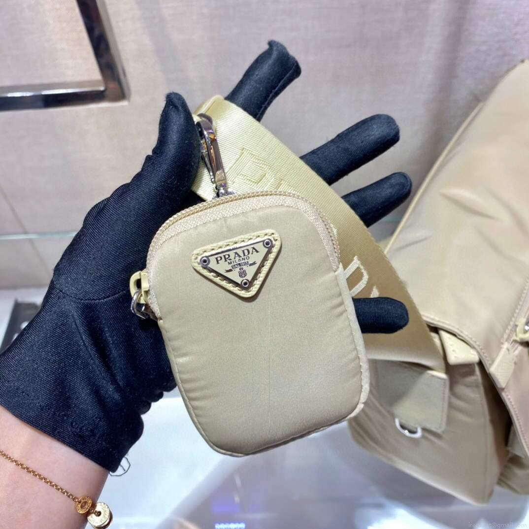 Prada Medium Nylon Shoulder Bag 1BD671 Apricot