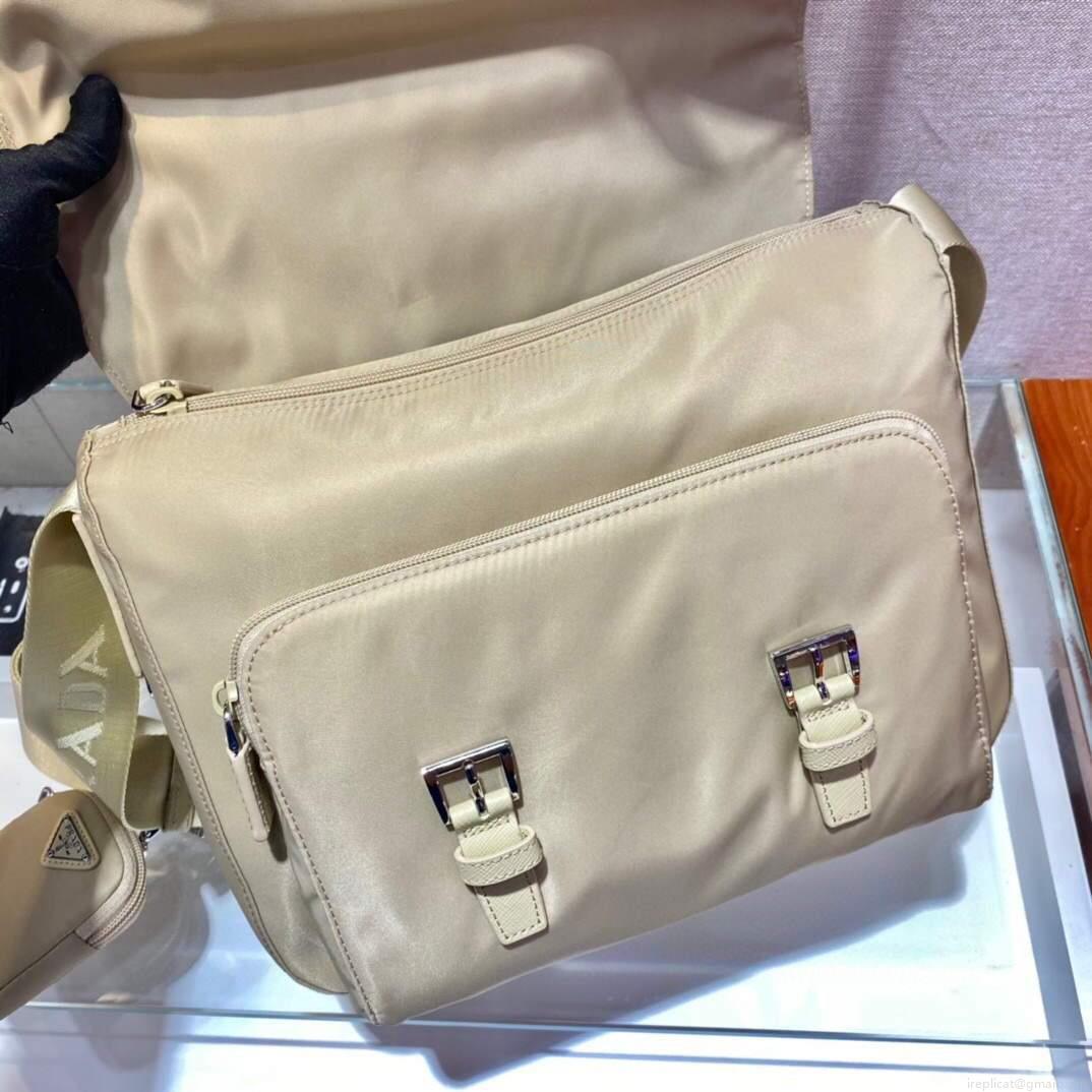Prada Medium Nylon Shoulder Bag 1BD671 Apricot