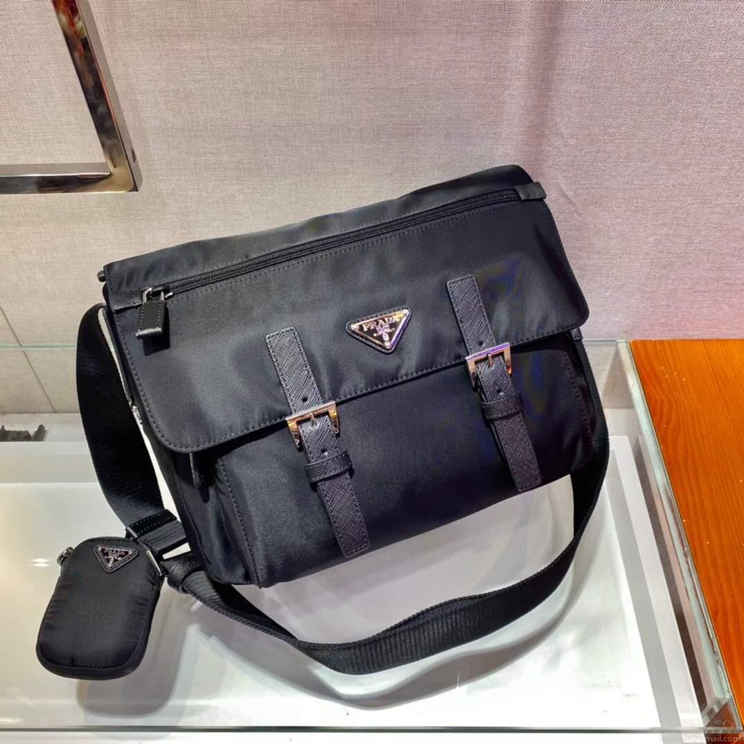 Prada Medium Nylon Shoulder Bag 1BD671 Black
