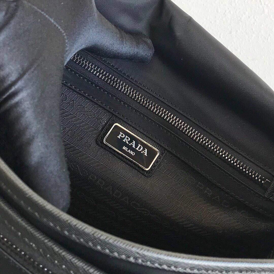 Prada Nylon and Saffiano Leather Bag with Strap 2VD769 Black
