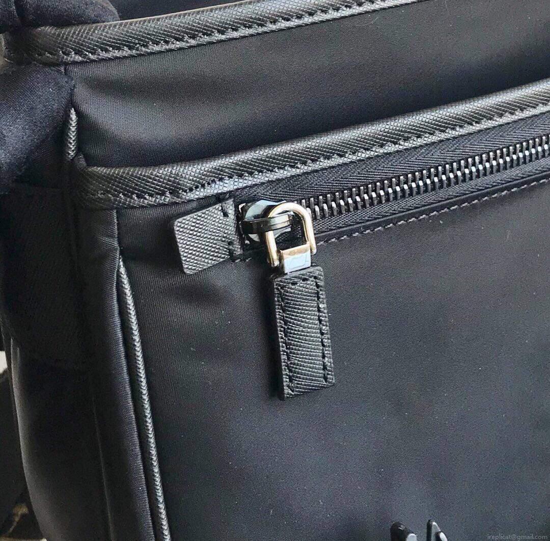 Prada Nylon and Saffiano Leather Bag with Strap 2VD769 Black