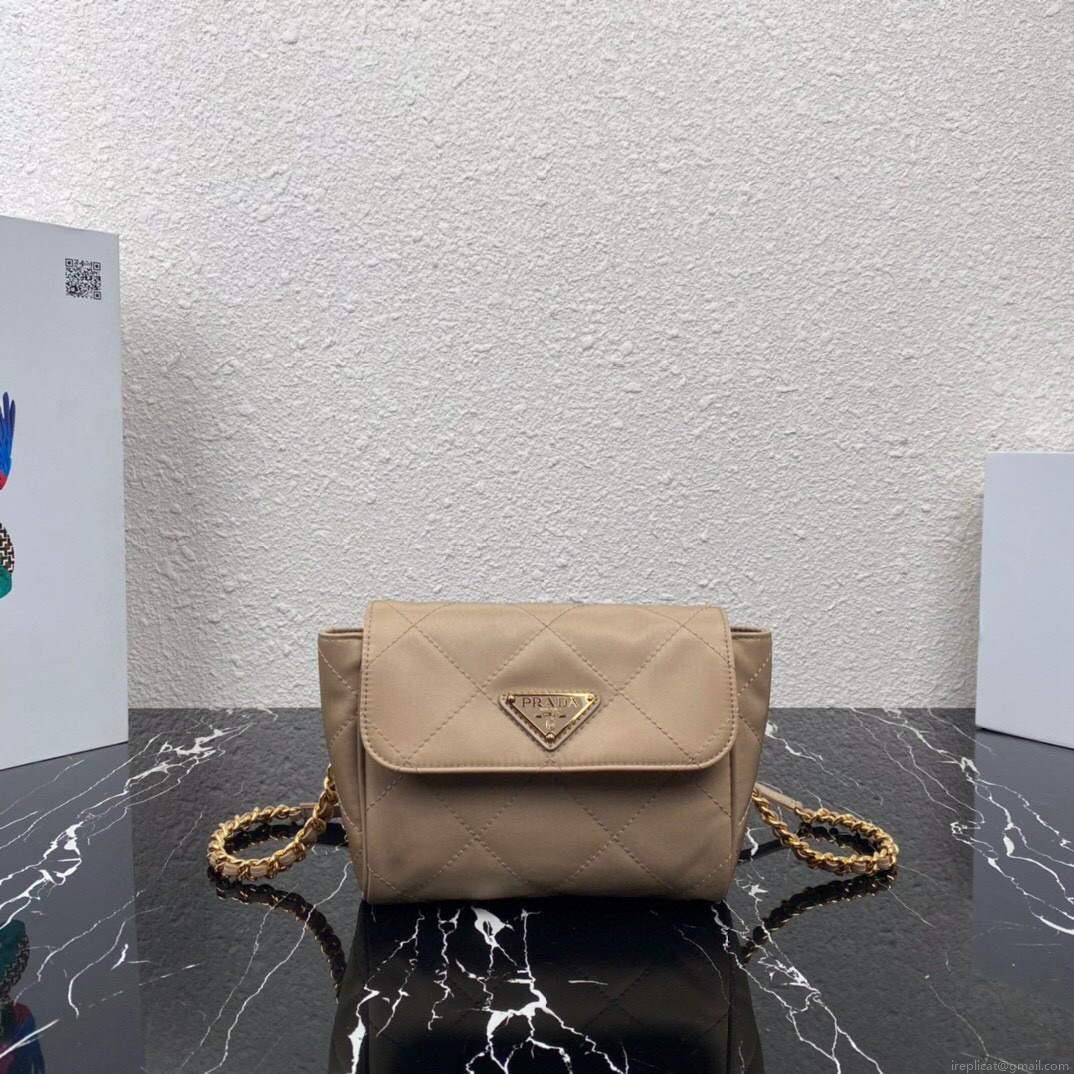 Prada Nylon Vintage Chain rhombus stray Bag 1BD619 Apricot