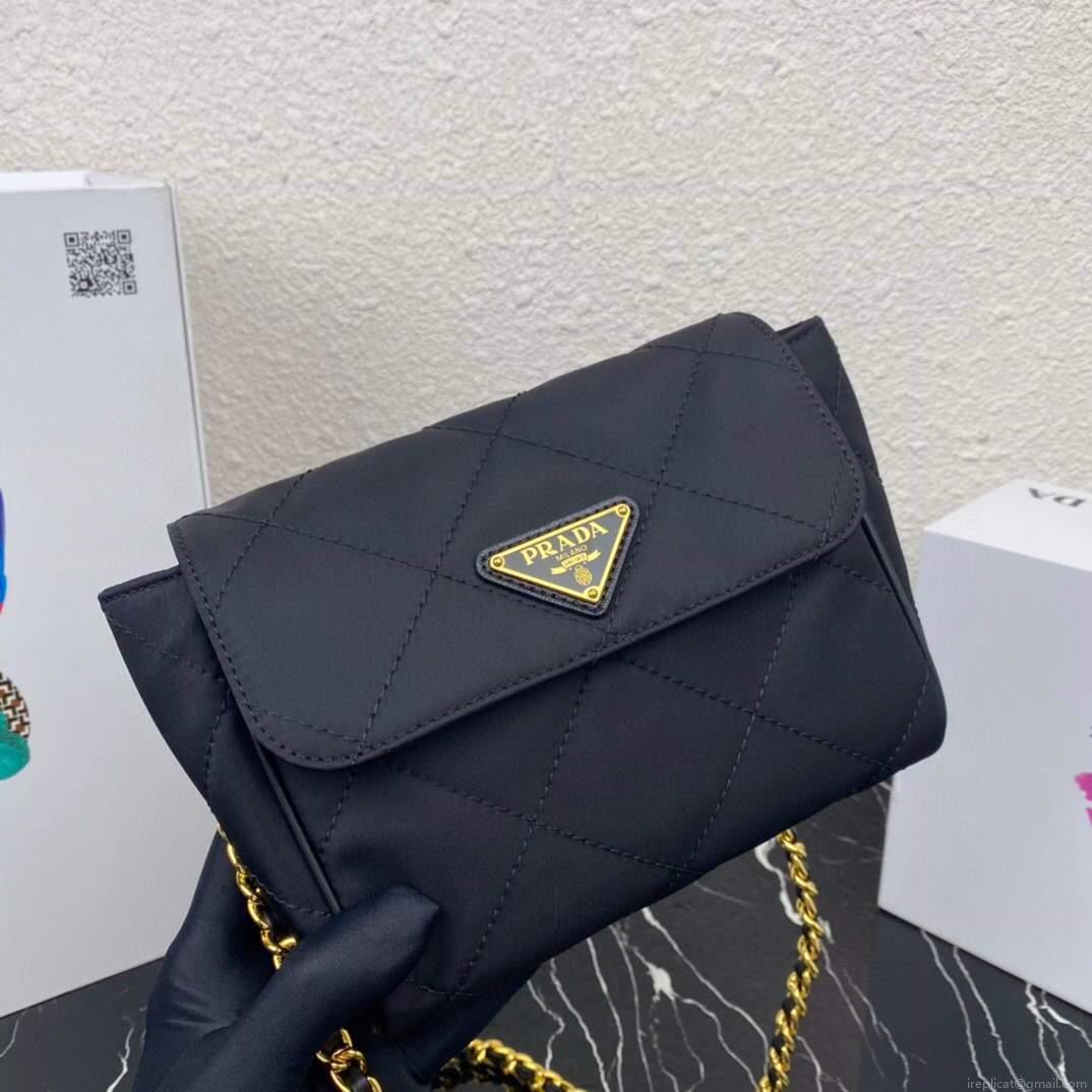 Prada Nylon Vintage Chain rhombus stray Bag 1BD619 Black