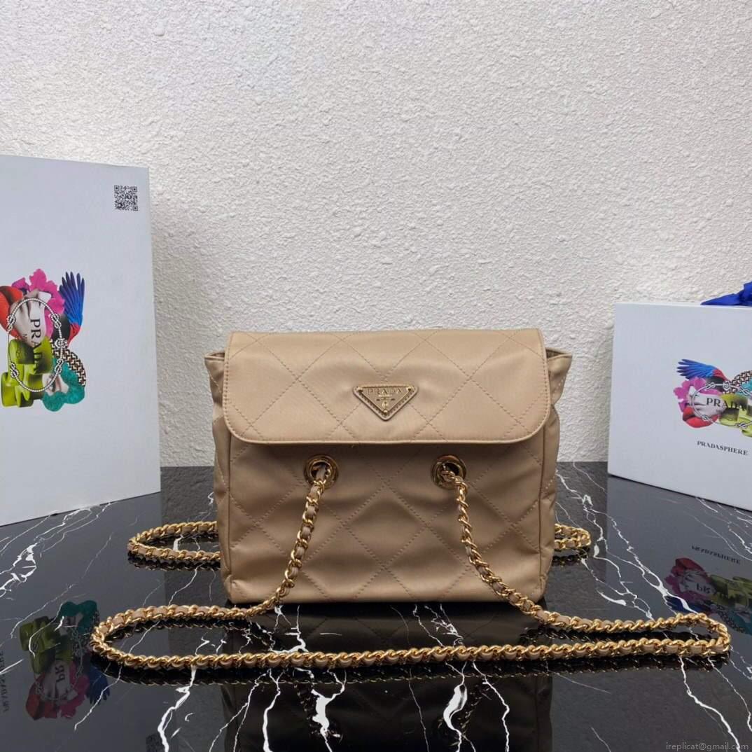 Prada Nylon Vintage Chain Stray Bag 1BD620 Apricot