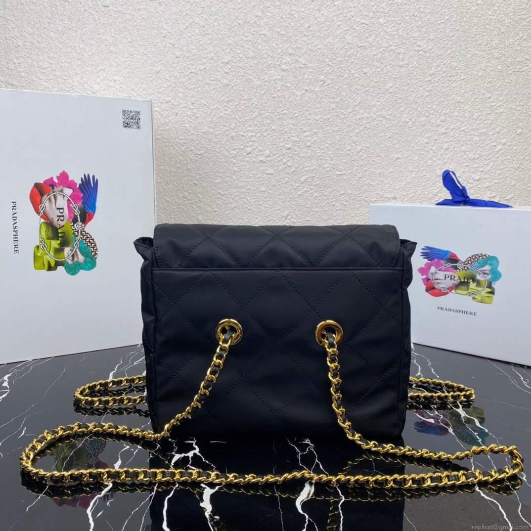 Prada Nylon Vintage Chain Stray Bag 1BD620 Black