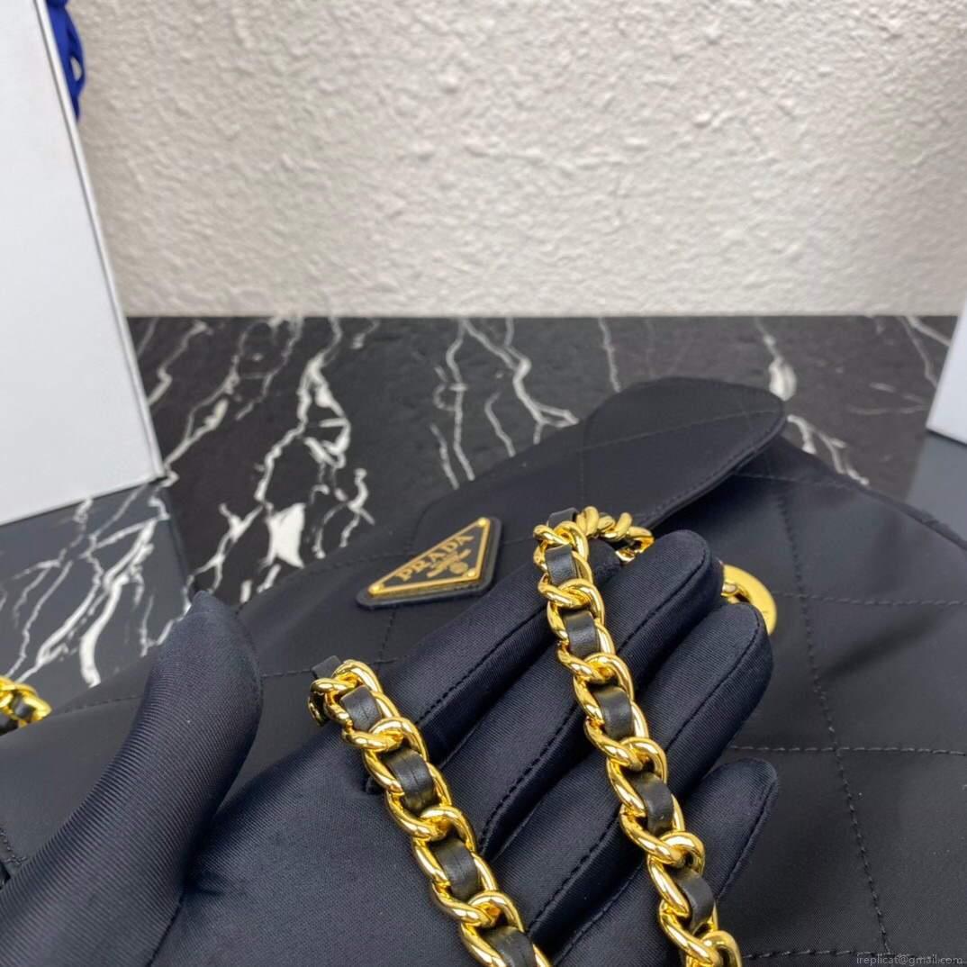 Prada Nylon Vintage Chain Stray Bag 1BD620 Black