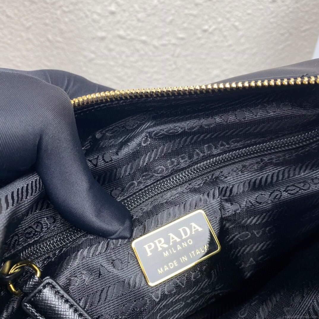 Prada Nylon Vintage Chain Stray Bag 1BD620 Black