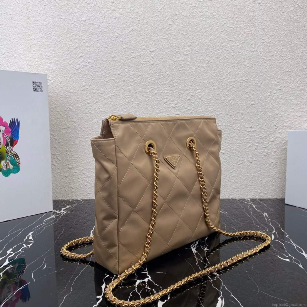 Prada Nylon Vintage Chain Stray Bag 1BD621 Apricot